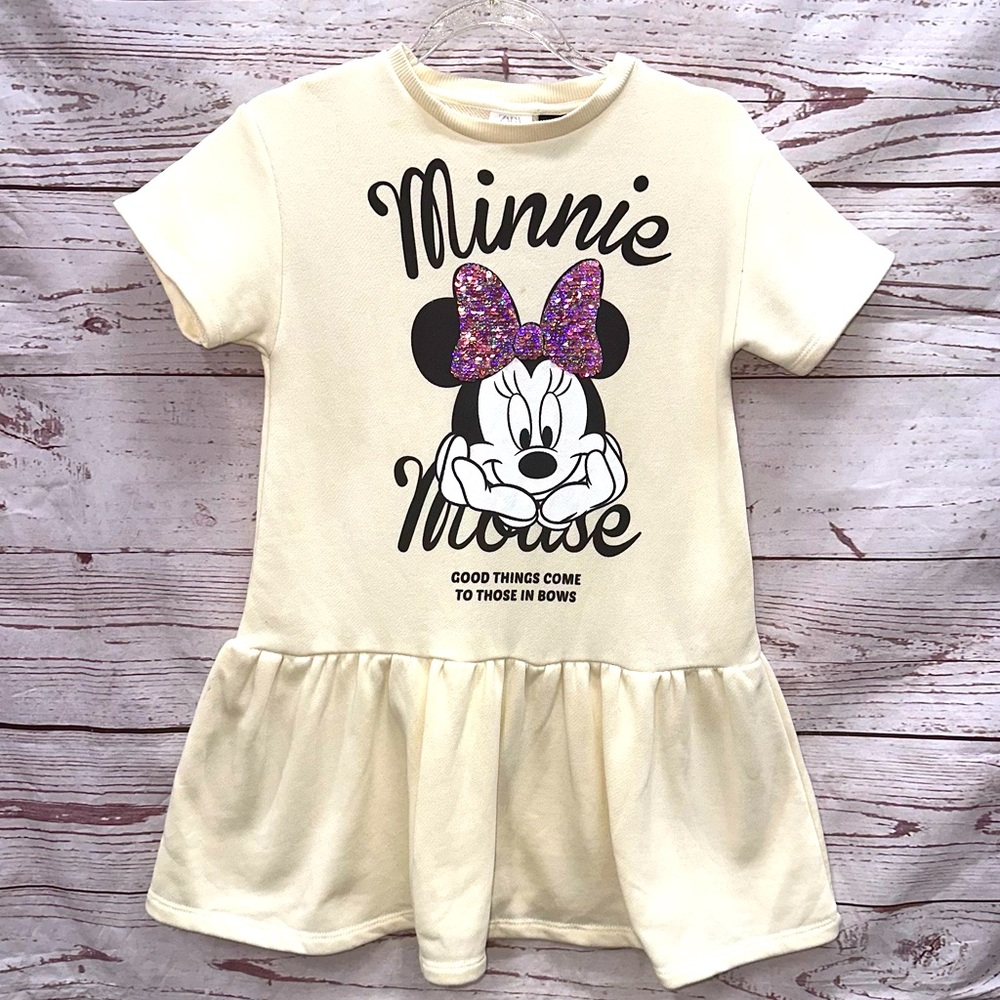 Zara Minnie Mouse Dress with Sequin Bow Size 8